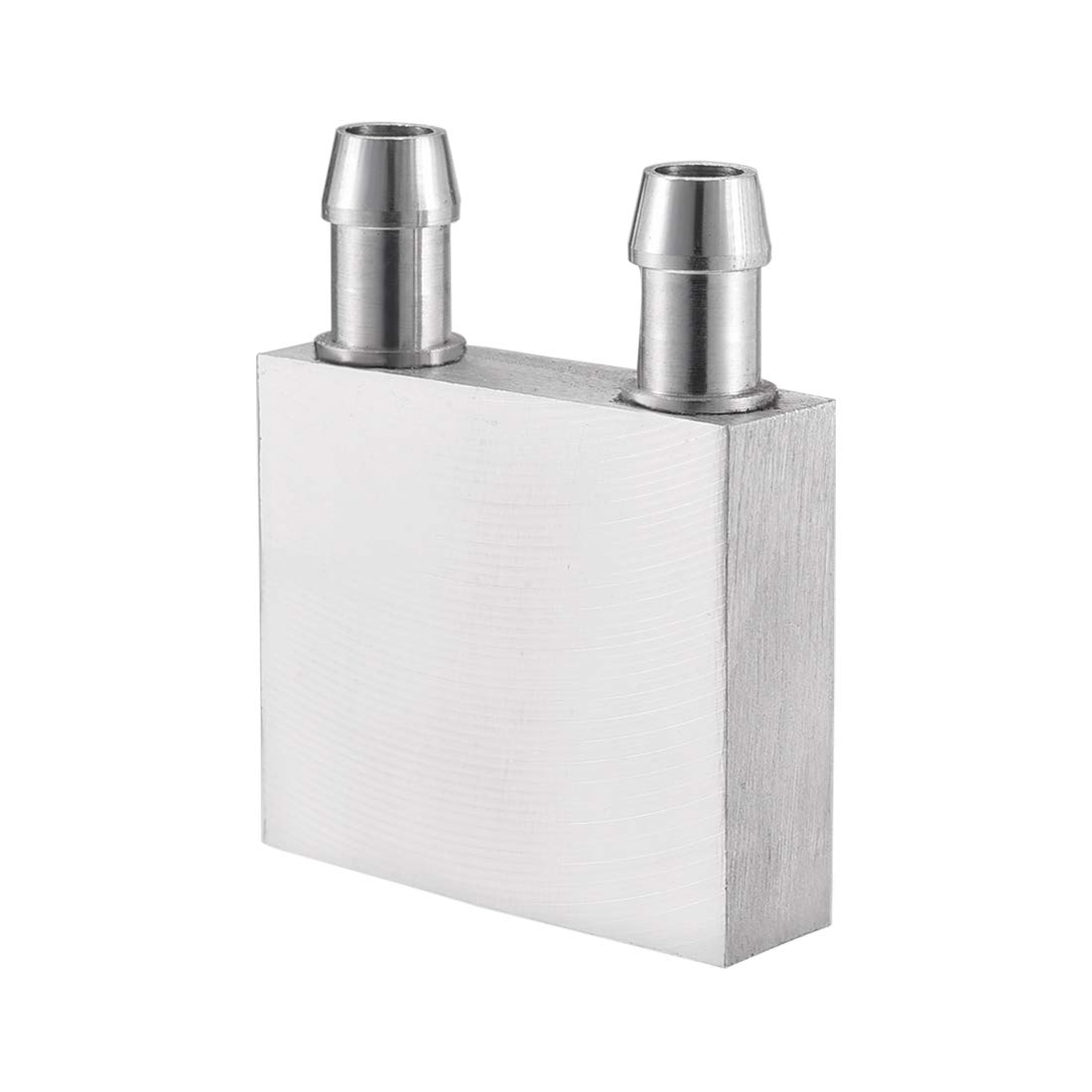 sourcing map Aluminum Water Cooling Block 40x40mm Polished Heatsink with Nozzle for PC Computer CPU Graphics Radiator