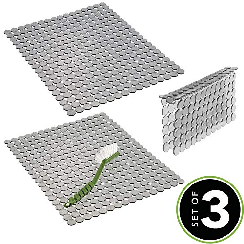 mDesign Kitchen Sink Dish Drying Mat/Grid Soft Plastic Sink Protector