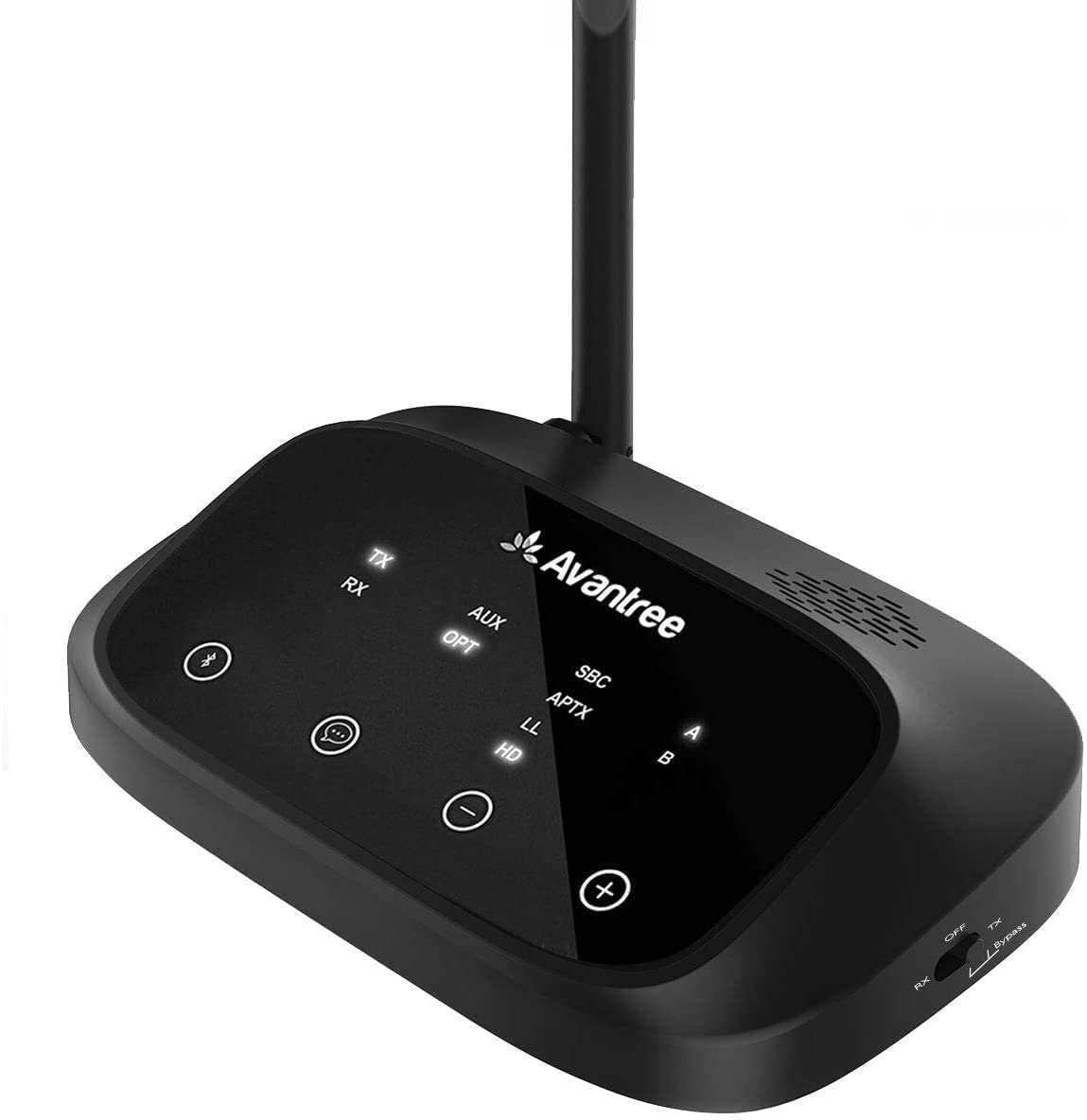 Avantree Certified aptX HD Bluetooth 5.0 Transmitter Receiver for TV, Low Latency Wireless Audio Adapter for Headphone, Long Range, Voice Guide, Touch Screen, Splitter for Wire & Wireless - Oasis Plus