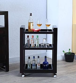 MH Decoart Solid Wood Bar Trolley/Serving Trolley/Wooden Service Trolley