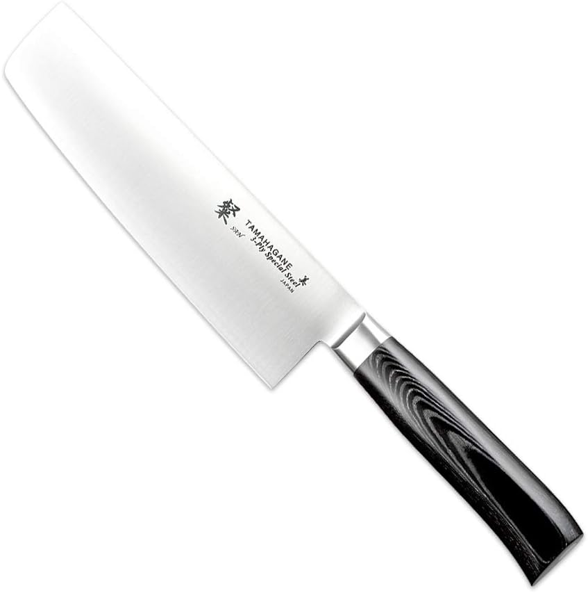 TamahaganeTsubame Mikarta Stainless Steel Nakiri Vegetable Knife, 7-Inch