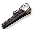Joker NOMAD 6.5" Survival Knife, 6.5-inch Blade, Black Micarta / Walnut / Green Micarta Handle, Black Leather Sheath – Tool for Fishing, Hunting, Camping, and Hiking (Green Micarta, Leather Sheath + FireStarter)