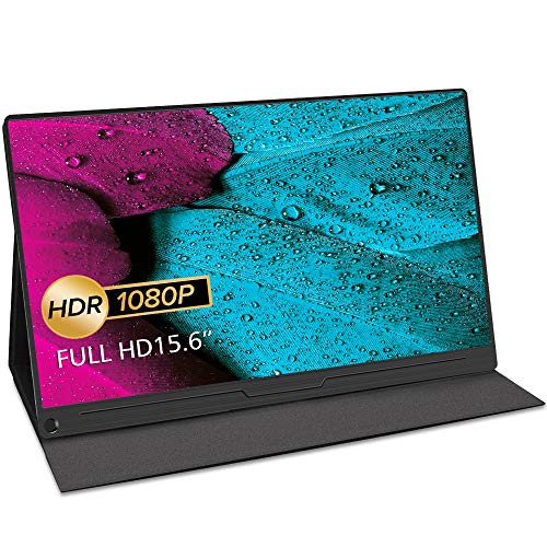 Portable Monitor, Upgraded 15.6 Inch IPS HDR 1920X1080 FHD Eye Care Screen USB C Gaming Monitor, Dual Speaker Computer Display with Type-C HDMI VESA for Laptop PC MAC Phone Xbox PS4 Include Smart Case