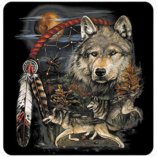 American Indian Dream Catcher Wild Wolves in the Moonlight Full Color Decal Sticker