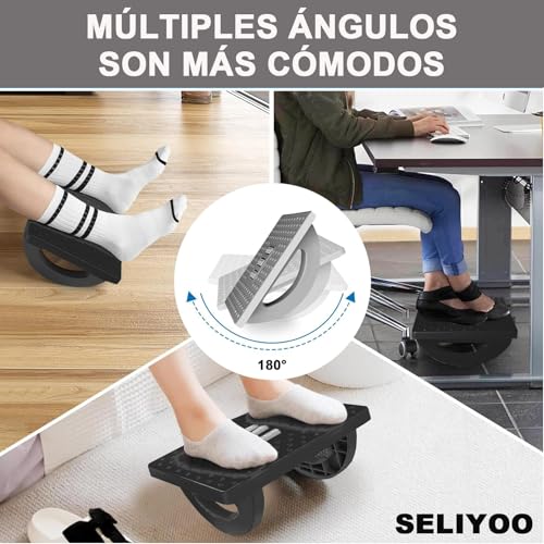 Reposapiés Ergonómico Ajustable con Función de Masaje y Ángulo Ajustable - Negro