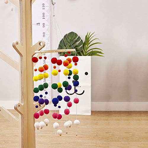 Wooden Nursery Mobile Crib Baby Bed Bell Nordic Style Wood Hanging Wind Chime Baby Crib Mobile Wind Bell Decoration,7.9''x7.9''x22.4'',Color