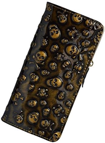 Sannea Women's Punk Zip Around Clutch Wallets Bronze Organizer Purse