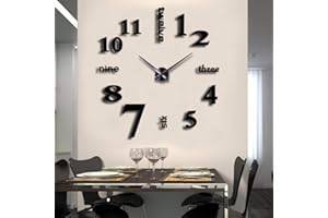 FASHION in THE CITY Large Frameless 3D DIY Mirror Surface Wall Clocks Modern Design for Living Room Bedroom Home Office Kids Room Hotel Coffee Hall Bar Wall Decoration