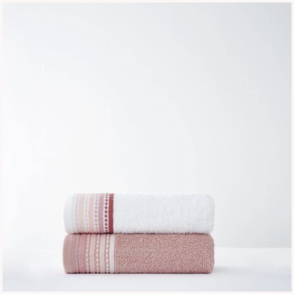 GC GAVENO CAVAILIA Premium Quality Soft Comfortable Absorbent, 2 Piece 100% Pure Cotton 550 GSM Malton Hand Towel Set, Egyptian, Pink, 50x80 Cm