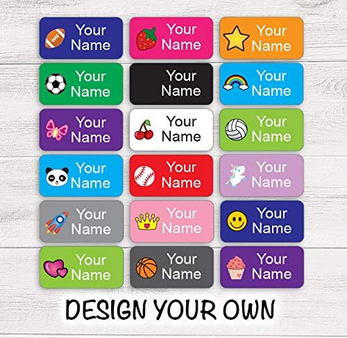 Custom Clothing Labels Easy Stick On for Camp Daycare School 56 pcs- Waterproof Laundry Safe