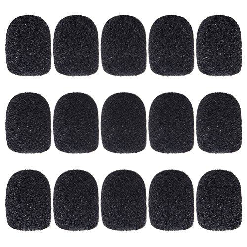 WODE Shop 15 Pack Foam Microphone Windscreen, Headset Microphone Sponge Foam Cover Shield Protection (Black)
