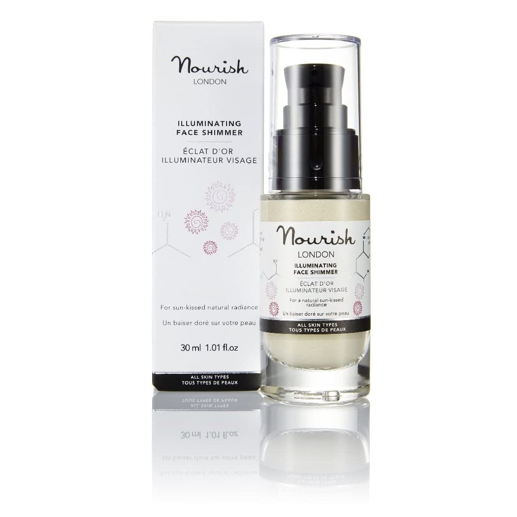 Nourish London Illuminating Face Shimmer 30ml | Cream Highlighter | Collagen Boosting | Anti-Ageing | Hydrates Skin | 100% Vegan | Cruelty-Free | Multi Award Winner