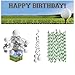Sports Fanatic Golf Decorations Birthday Party Supplies Pack: Straws, Party Banner, Dizzy Danglers, and Centerpiece