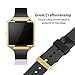 GHIJKL Compatible Fitbit Blaze Slim Bands with Frame, TPU Replacement Sport Strap with Gold Frame for Fitbit Blaze Smart Fitness Watch, Large Small, Black
