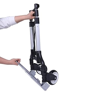 Credly 100Kg/220 lbs Heavy Duty 2-Wheel Aluminum Folding Hand Luggage Trolley Cart