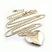 Linana Vintage Heart Shape Charm Long Necklace Gold Plated Locket Pendant