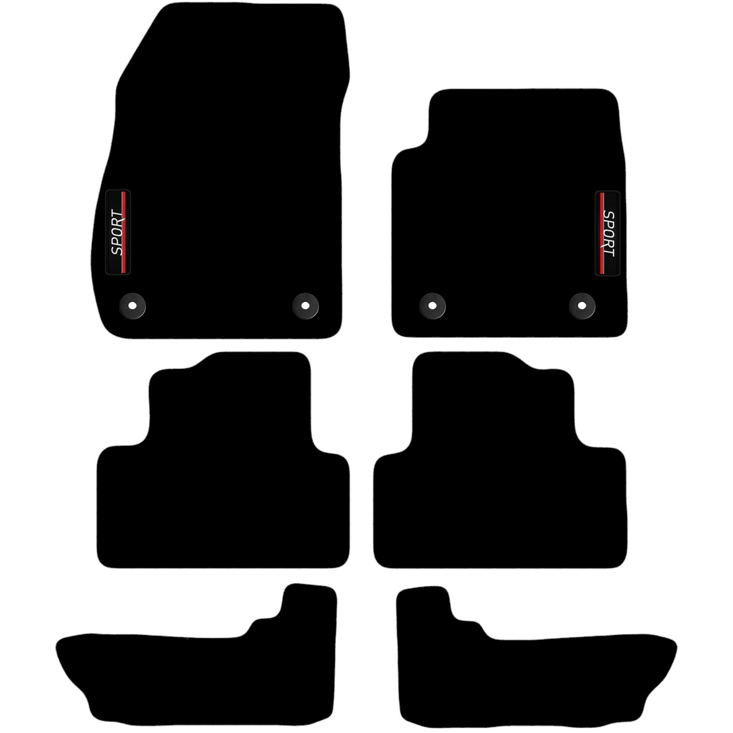 Carsio Carpet Car Mats For Vauxhall Zafira Tourer C 2011 > with Sport logo Tailored Fit Floor Mat Complete Accessory Custom Fitted - All Weather, Anti-Slip Backing & Black Trim