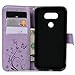 LG G5 Case Wallet - Mavis's Diary Embossed Butterfly Floral PU Leather Flip Folio Case Soft TPU Rubber Inner Cover with Hand Strap Card Holders Magnetic Clasp & Cute Bling Dust Plug & Stylus - Violet
