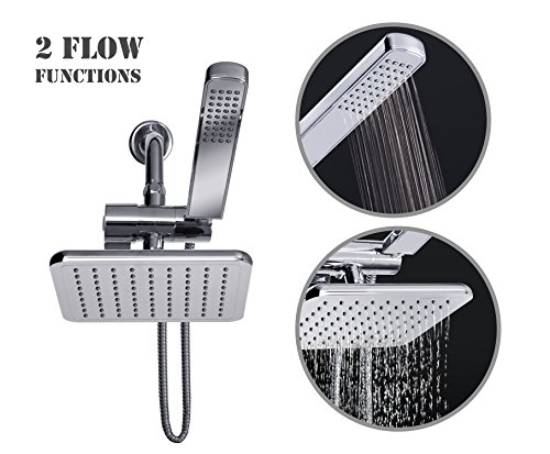 AMG - Manhattan High Pressure Rainfall Shower Head Set (117 Jets - Combined) with Modern Design, Chrome Finish with Water Diverter and Hose.