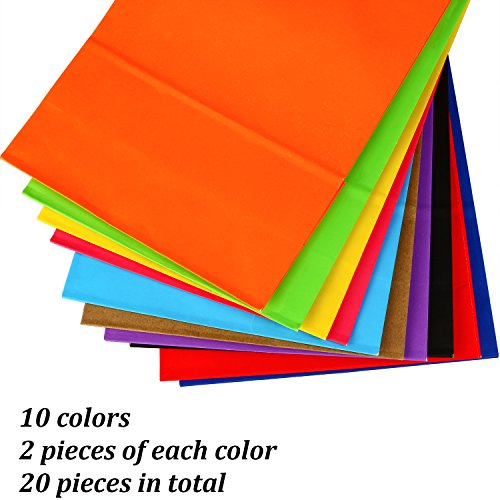 Coobey 20 Pieces Paper Party Bags Gift Bag Kraft Bag with Handle for Birthday, Tea Party, Wedding and Party Celebrations, Multicolour (Set D)