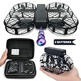 Dwi Dowellin Drones with 720P HD Camera WiFi FPV Foldable Drone with Altitude Hold and One Key Take Off Landing RC Quadcopter with 2 pcs 3.7V 380mAh Lipo Batteries D7 Black