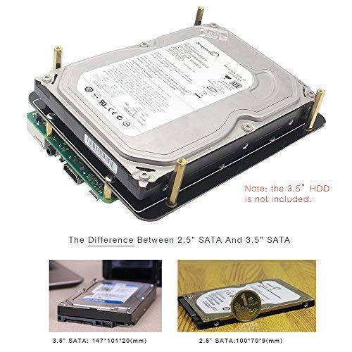 Geekworm Raspberry Pi 3 B+ (B Plus) / 3B 3.5 inch SATA HDD Storage Expansion Board, X830 V2.0 3.5" Mobile Hard Disk Disk Module for Raspberry Pi 3 Model B+ (B Plus)/3 Model B/Rock64 - Thumbnail 3