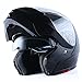 1Storm Motorcycle Street Bike Modular/Flip up Dual Visor Sun Shield Full Face Helmet Glossy Black