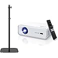 Aurzen EAZZE D1 Smart Projector with 360° rotatable 15.75"-47.24" Height Adjustable Floor Stand, DoIby Audio & 36W Speakers, Auto Focus & Keystone, NetfIix Official 350 ANSI movie projector