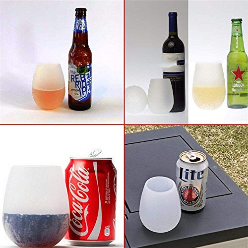 DEWEL Silikon Weingläser Wein-Set mit 4 Gläsern Unbreakable Silikon-Becher 12 oz, spülmaschinenfest bruchsicher Stemless… – Bild 4