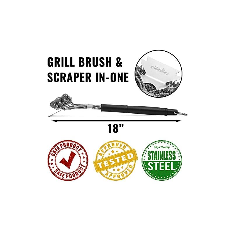 Grillaholics Grill Brush Bristle Free Safe Grill Cleaning with No