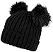 Fashion 21 Women's Winter Trendy Warm Knit Beanie Hat with Pom Pom Ears (3 Colors Available) (Black)