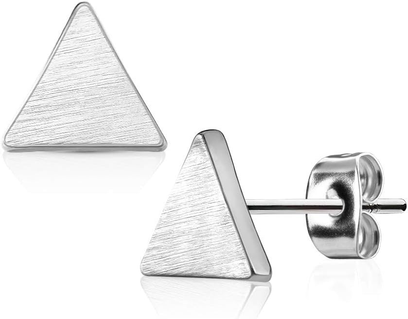 Inspiration Dezigns Pair of Earrings Studs Solid Triangle 316L Surgical Steel