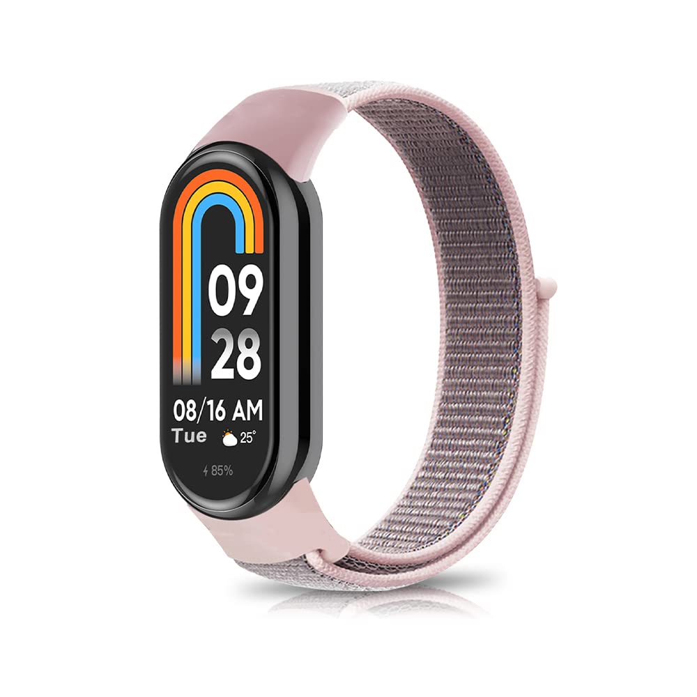 Niboow Strap Compatible with Xiaomi Smart Band 10/9 / 8, Men Women Children Nylon Soft Lightweight Breathable Watch Band for Xiaomi Mi Band 10/9 / 8 - Pink
