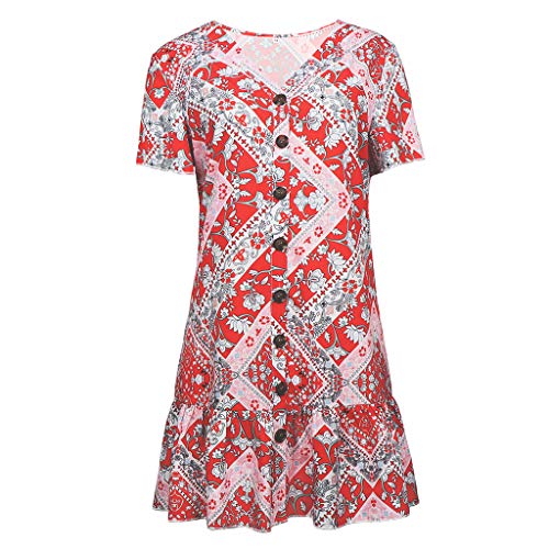 Dress for Women,2019 Chaofanjiancai Ladies Boho V-Neck Floral Holiday Beach Mini Dress Summer Party Sexy Dress - Thumbnail 5