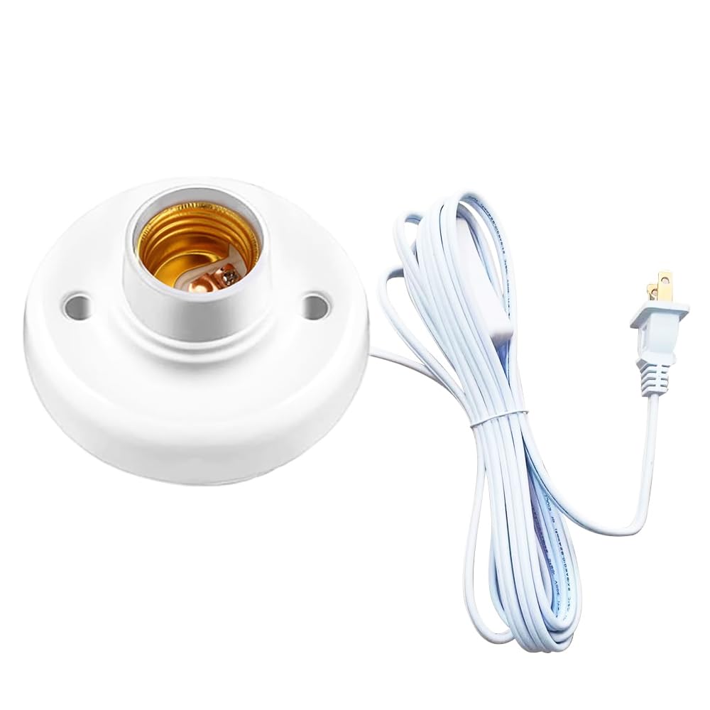 Photo 1 of 15ft Light Socket with Cord E26/ E27 Light Bulb Socket with On/Off Switch Hanging Light Cord Extension,for Balcony, Garage Installation Lighting