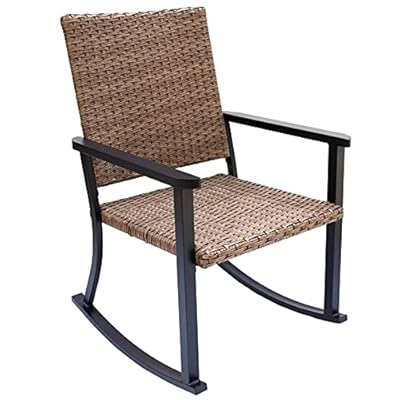 C-Hopetree Outdoor Rocking Chair for Outside Patio Porch, Metal Frame, Natural All Weather Wicker 51UcQ0BscfS