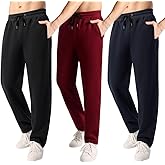 OAKVON Men’s 3 Pack Fleece Sweatpants with Pockets, Active Athletic Pants Workout Jogger Open Bottom