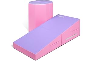 Matladin Gymnastics Mat Set, Incline Gymnastics Mat, 48"x24"x14" and Octagon Mat 24"x26" Skill Shape Tumbling Trainer Exercise Mat, Folding Gymnastics Cheese Wedge Mat