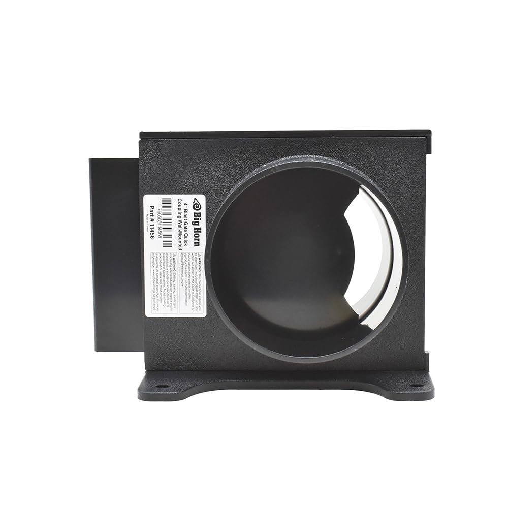 Big Horn 11456 4-Inch ABS Plastic Wall Mounted Blast Gate with One Quick Disconnect End for Dust Collection Systems