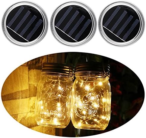 Mason Jar Lights, Solar LED Mason Jars String Lights, Firefly Light, Patio Garden Path Decoration Lights for Party Wedding Christmas Decorative Lighting ( Jars NOT Included ) 3 Pack ( WarmWhite )