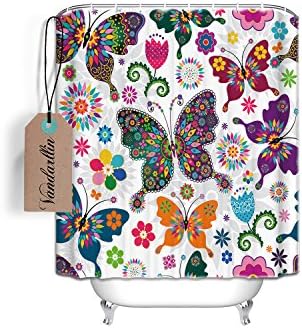 Custom Decorative Colorful Butterflies Pattern Bathroom Shower Curtain 72" x 84" Extra Long