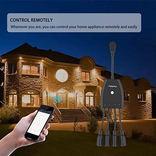 Outdoor Smart Plug, Surge Protector, POWRUI Smart Power Strip with 4