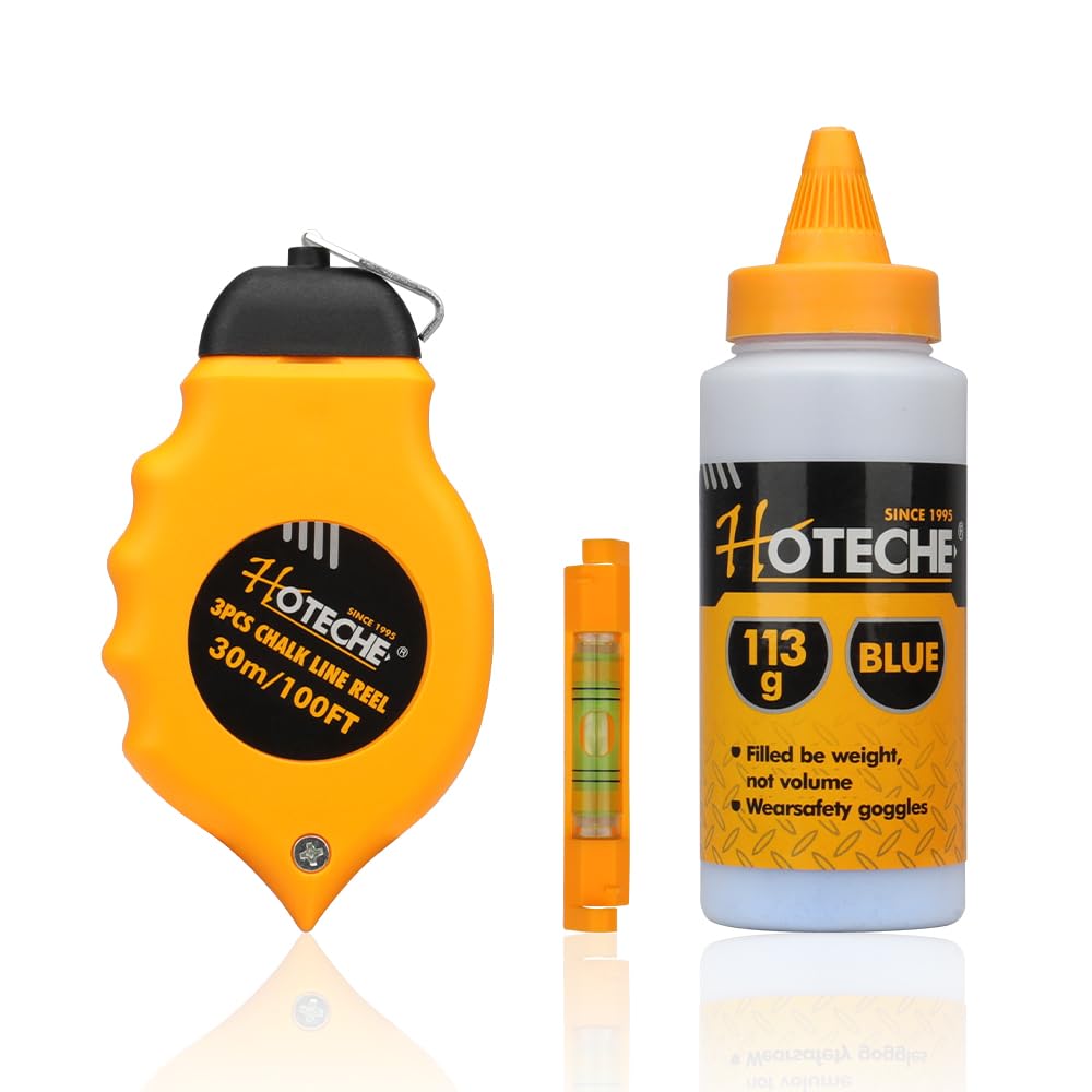 Hoteche Chalk Line 30 m, Blue, Set of 3 for Precision Marking of Masons - Chalk Line Roll for Durable and Cost-Effective Results