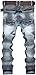 YTD Mens Distressed Ripped Biker Slim Jeans Stretched Moto Denim Pants Grey