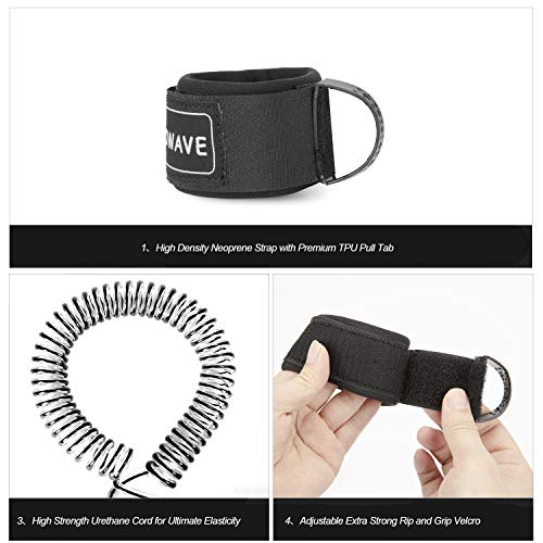 WOOWAVE SUP Leash 11 Foot Coiled Stand Up Paddle Board Surfboard Leash