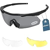 xaegistac Tactical Eyewear 3 Interchangeable Lenses Outdoor Unisex Shooting Glasses