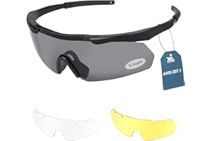 xaegistac Tactical Eyewear 3 Interchangeable Lenses Outdoor Unisex Shooting Glasses