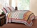 Greenland Home Thalia Quilted Bedding Set, 3-Piece Full/Queen, Tango, One Set