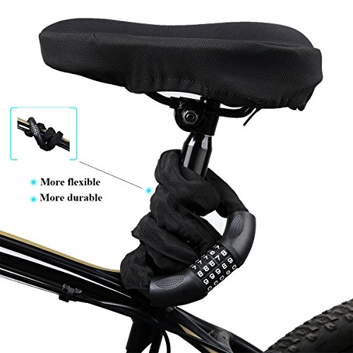 image for SOKLIT Bike Lock 3.2ft Bicycle Chain Lock 5-Digit Resettable Combinati