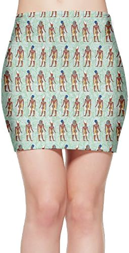 Egyptian Pharaoh Pattern Style Women's Ease In Comfort Stretchable Above The Knee Pencil Skirt Mini Skirt XL